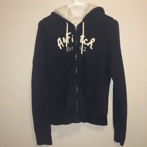 A&F Zip up navy hoodie